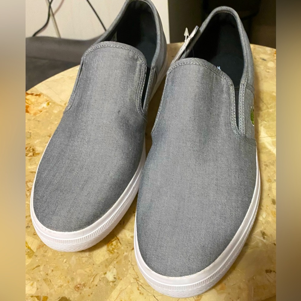 Grey Lacoste men’s slip on shoe. SZ. 10